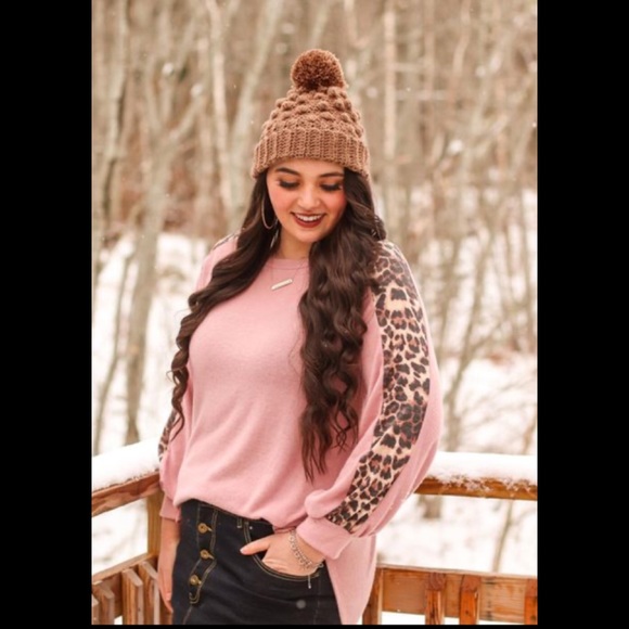 French Terry Pink Leopard Pullover S M L XL 1X 2X - Picture 2 of 7